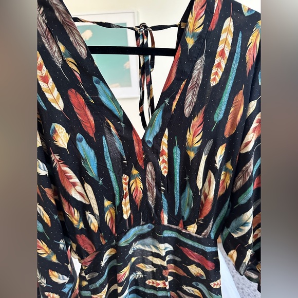 FARM RIO NWOT Feather Print Minidress - Picture 3 of 10